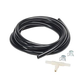 GlowShift Replacement 6ft Black Silicone Mechanical Boost/Vacuum Gauge Hose Kit with T-Fitting & Clamps