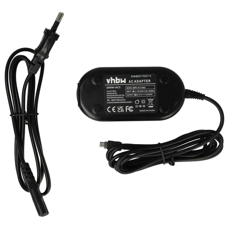vhbw Power Supply Replacement for Panasonic DMW-AC5 for Camera, Digital