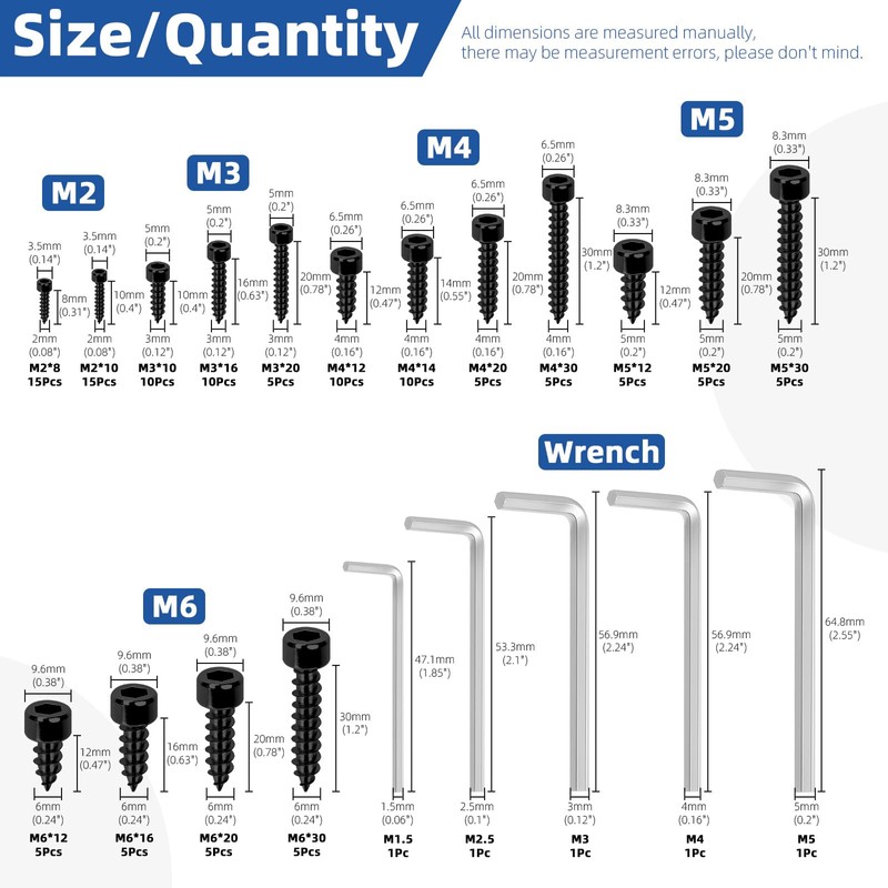Glarks 125pcs M2 / M3 / M4 / M5 /