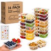 16 Sets 10 oz Reusable Snack Containers with Lids, 2-Compartment