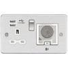 Flat Plate 13A Socket, USB Chargers (2.4A) and Bluetooth Speaker