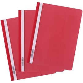 D.RECT Pack of 25 A4 Plastic File folders with Transparent Front Cover, Plastic File Folder Made of Polypropylene Film, red