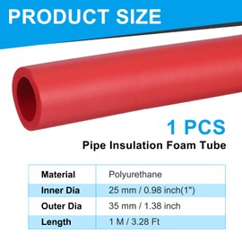 PATIKIL Pipe Insulation Foam Tube, 1" ID x 3.28Ft Foam Pipe Cover Foam Tubing for Handle Grip Support AC Unit Exercise Machine Roof Rack, Red