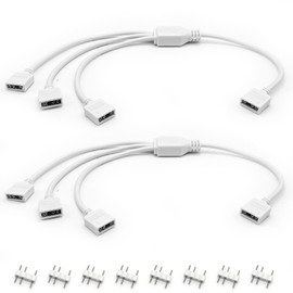 Jstincal 2PCS White ARGB Spliter Cables, 5V 3-Pin Addressable RGB 1-to-3 Y Spliter Cables, for Computer Chassis, 1 to 3 ARGB Cables, 1-to-3 ARGB Extension Cables, 11.8 Inches