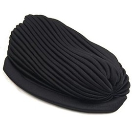 SWT Black Fashion Turban Funky Headwrap --- Ideal for Hair Loss / Chemo / Fashion Use --- Indian Style