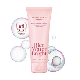The Face Shop Rice Water Bright - Limpiador Facial en Espuma con Agua de Arroz  Skincare Coreano Iluminador  Limpieza Profunda, Hidratación y Efecto  