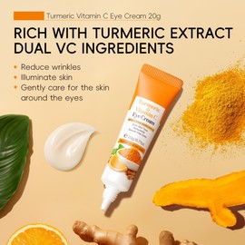 Vitamin C Turmeric Eye Cream Anti Aging, Under Eye Cream for Dark Circles, Eye Cream For Dark Circles And Puffy Eyes, Turmeric Cream For Even_Skin Tone,Moisturizing,Smooth Fine Lines - Travel Size
