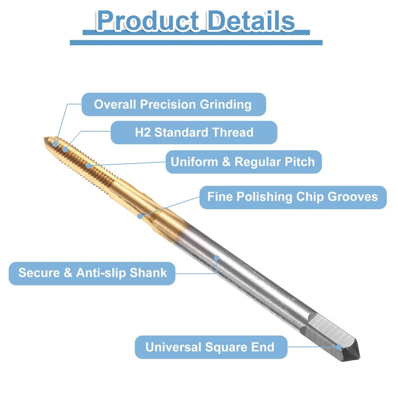 QUARKZMAN 4 Pieces HSS Tap, M2 x 0.4 Metric Tap,
