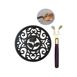 5.3 Inches Black Round Cast Iron Trivet Metal Teapot Base with Legs and Lid Holder for Japanese Kettle Tetsubin Kung Fu Hot Tea Pot