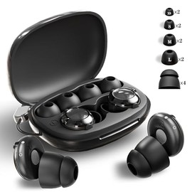 (2026 Version) Earplugs for Sleeping, Complete Noise Insulation, Adjustable Noise Reduction, 50 dB Noise Reduction, Good Sleep Goods, Comfortable Sleeping, Hearing Hypersensitive, Studying, Live Travel, Work, Washable, Unisex (1 Set of XS, S, M, L) Black
