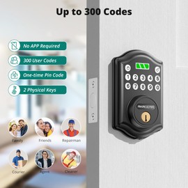 AkaGear Keyless Entry Door Lock with Keypad - Smart Deadbolt for Front Door with 2 Keys - Auto Lock - Easy Installation - DS10 Mini (Matte Black)