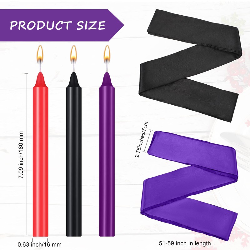 8 Pcs Low Temperature Candles Silk Blindfold Romantic Long Thin