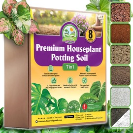 DUSPRO Recycle Pre-Mixed House Plant Soil Aroid Potting Mix 7-in-1 with Coco Coir, Peat Moss, Perlite, Worm Casting, Pumice, Pine Bark & Gypsum, Tropical Potting Mix for Indoor Plants, Herbs 8QRT