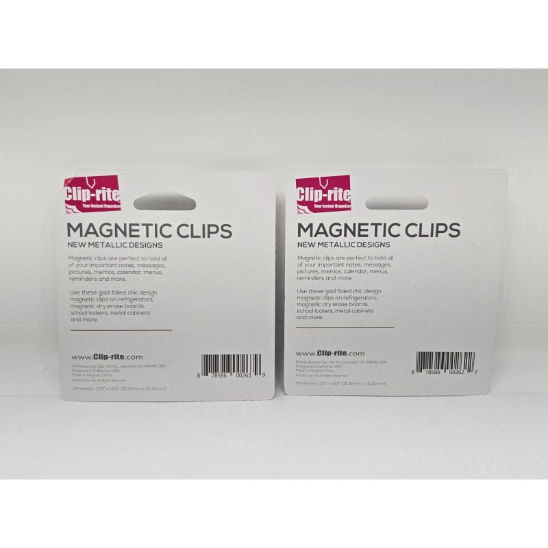 Clip-rite Two Clip-Rite Sets of 4 Gold Foiled Magnetic Clips