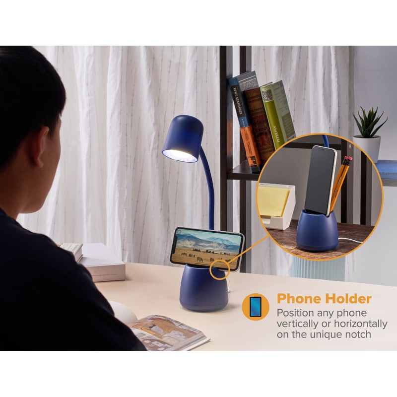 Bostitch Office LED2105-NVY Dimmable Lamp with Storage Cup, Three Brightness