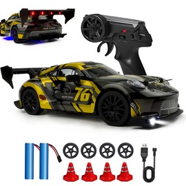 HTURCCOP 1:24 RC Drift 2.4GHz with LED Light, Race Car Toys for Boy Girl 8-12 Years Old, Speed Adjustable 25Km/H,High Speed RC Racing Cars Perfect Toy Gift for Boys & Girls (Yellow)