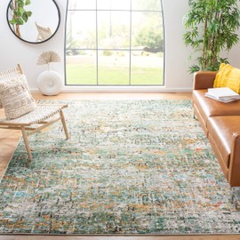 Safavieh Madison Collection MAD460Y Modern Abstract Area Rug, 9' x 12', Green / Turquoise