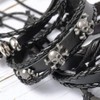 Feeyios 6 Pcs Mens Leather Bracelet Black Braided Rope Bracelet
