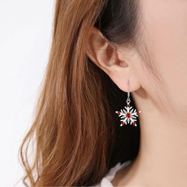 Christmas Snowflake Earrings, Xmas Cubic Zirconia Drop Earrings for Women Girls│Snowflake Dangle Hypoallergenic Earring for Ears│Earrings Jewellery Gifts for Her Ladies Christmas Party