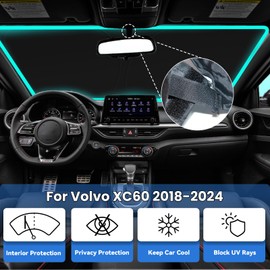 PAIMOHO Windshield Sun Shade for Volvo XC60 2018-2024, Car Front Window Sunshade with 240T Sun Visor Protector Blocks UV Rays Heat Sun Shield Accessories