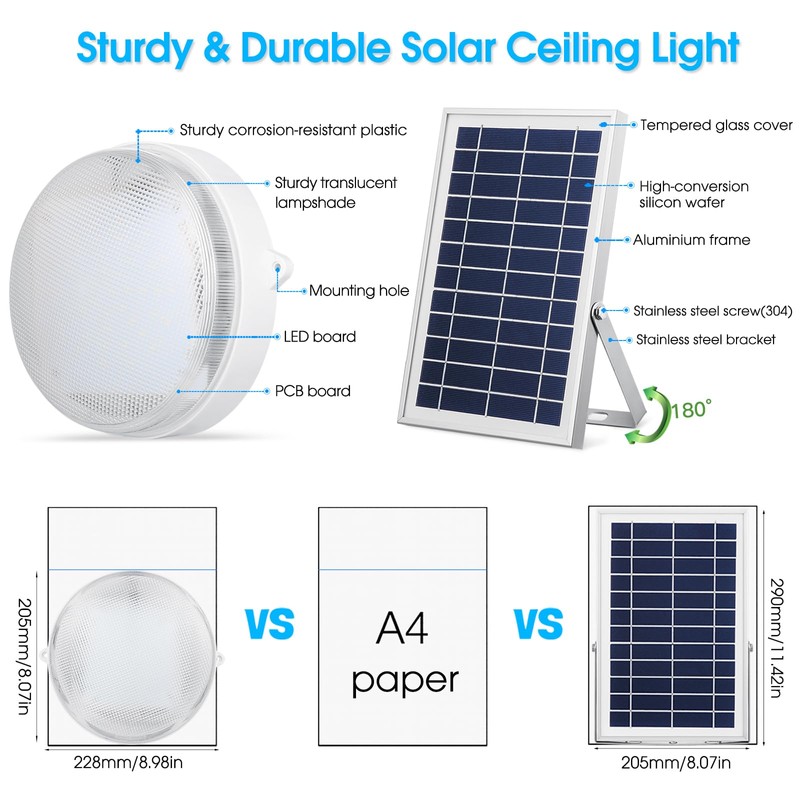 SunBonar Solar Lights Indoor Home, Daytime Dimmable Ceiling Light with