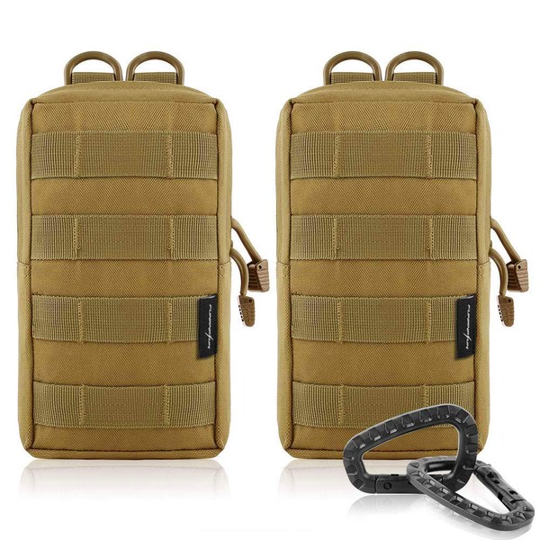 FUNANASUN 2 Pack Molle Pouches - Tactical Compact Water-Resistant EDC Utility Pouch Bags