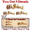 3 Old School Gold Print Effect Vinyl Decals 1-9'' and