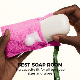 ZOMCHI Bar Soap Saver Bag with Different Roughness, Exfoliating Soap Bag, Soap Pouch for Body Wash (2 Pieces, Pink)