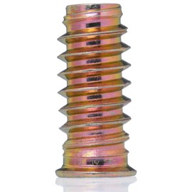 YoiYee M6 x 25mm Threaded Insert Nuts Heavy Duty for Wood Furniture, Hex Socket Drive, Zinc Yellow Passivated - 20pcs