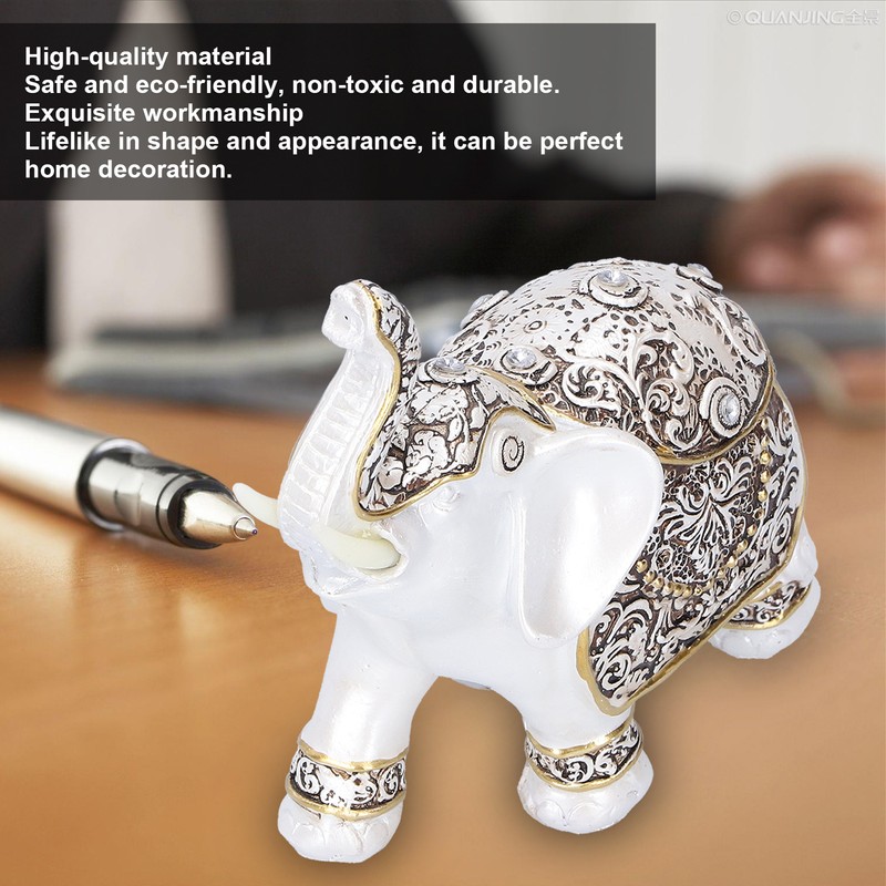 Resin Elephant Feng Shui Statue Wealth Lucky Figurine Crafts Home