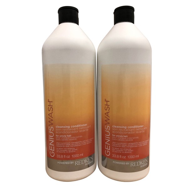 Redken Genius Wash Cleansing Conditioner Unruly Hair DUO 33.8 OZ Each