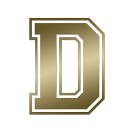 Applicable Pun Varsity Letter D - Vinyl Decal for Outdoor Use on Cars, ATV, Boats, Windows and More - Gold 6 Inches Tall