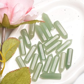 YUEBAYUE 20 PCS Green Aventurine Crystal Set Natural Gemstones Hexagonal Gemstones Wands Healing Crystal Gift