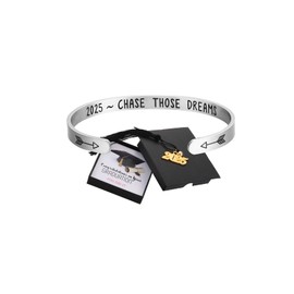 RWQIAN 2025 Graduation Bracelet Gifts for her,inspirational graduation Bracelet Class of 2025 High School Grad Gift Graduation Bangle Bracelets with Gift Box