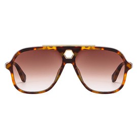 ZLJSHIHOI Oversized Pilot Sunglasses diamond hollow plastic sunglasses, suitable for men and women, Leopard/Tea, 43EU/10US