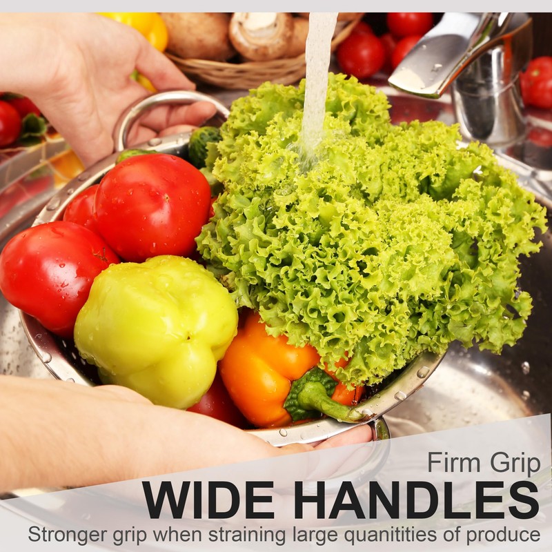 Stainless Steel Colander 24cm (9") - Freestanding with Dimpled Base,