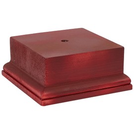 AHANDMAKER Square Wooden Pedestal Stand Display Base, 4.5 x 4.5 x 1.96 Inch Wooden Trophy Base, Wood Decorative Base Medals Diaplay Base for Collectibles Display Home Decoration, Dark Red