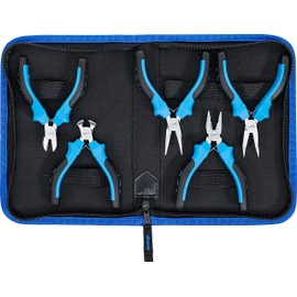 BGS 463 Precision Pliers Set, Silver/Black/Blue, Set of 5 Pieces