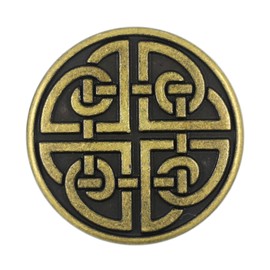 Bezelry 10 Pieces Celtic Shield Knot Metal Shank Buttons. 25mm (1 inch) (Antique Brass)