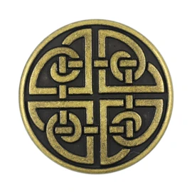 Bezelry 10 Pieces Celtic Shield Knot Metal Shank Buttons. 25mm (1 inch) (Antique Brass)