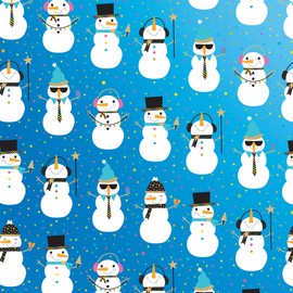 Jillson Roberts Bulk Christmas Gift Wrap, Snowman Party, 1/4 Ream 208 feet x 24 inches