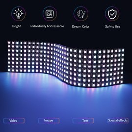 WS2812B - Panel de luz LED RGB digital, flexible, direccionable individualmente, WS2812, 8X8, 16X16, 8X32, módulo LED, visualización de matriz DC5V (2 unidades, 8X32, 256 píxeles)