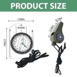 PYRUVAE Pack of 2 Compass with Emergency Whistle, Outdoor Compass with Fluorescent Reflective Lanyard, Compass Children for Reading Maps Navigation, Compass Reliable Outdoor Survival