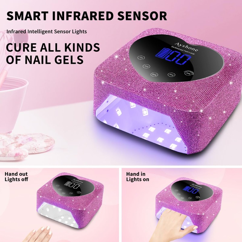 Ayshone Cordless UV LED Nail Lamp,72W Rechargeable Nail Dryer Gel