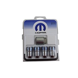 Mopar Dodge Jeep Ram 82212564 Juego de Cuatro Birlos de Seguridad Cromados de Cabeza Hexagonal de 22 mm.