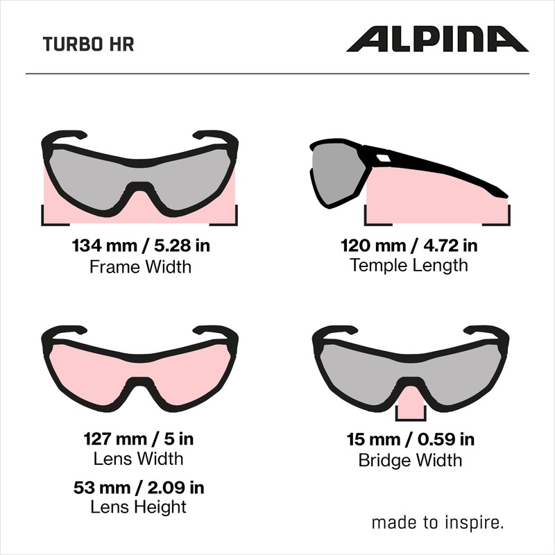 Alpina Unisex Adult Turbo HR Sports Glasses Matte Black One