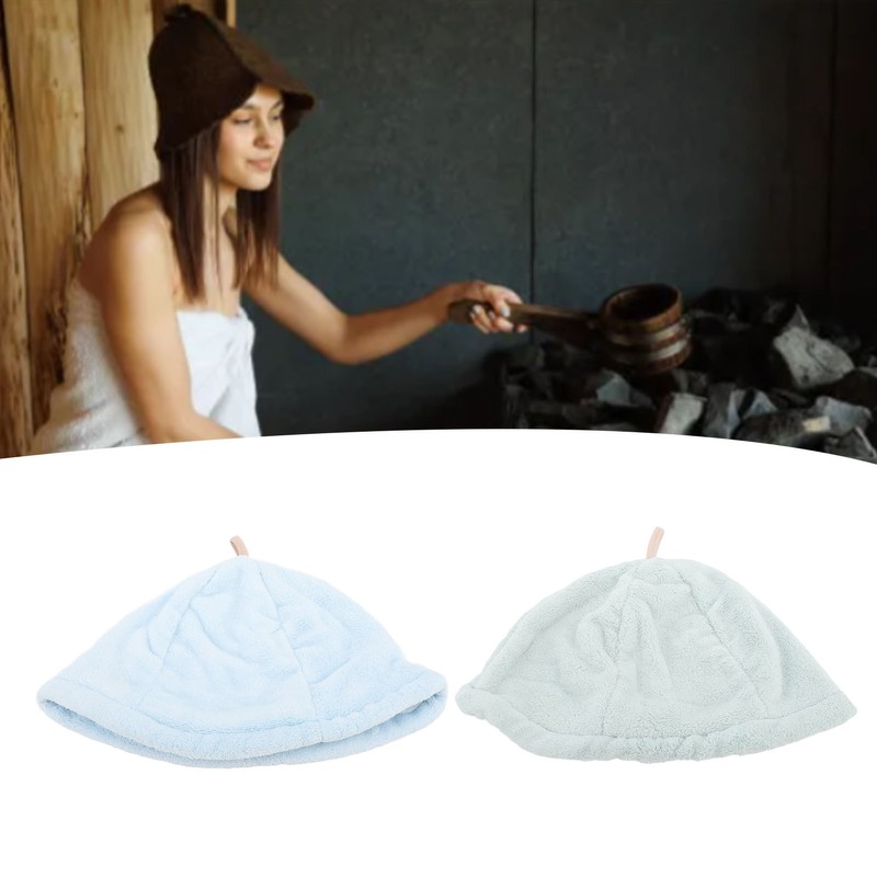 2pcs Sauna Cap Coral Fleece Highly Absorbent Elastic Men Women