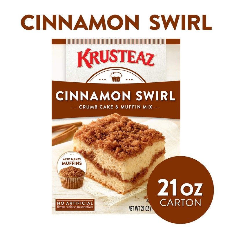 Krusteaz Cinnamon Swirl Crumb Cake and Muffin Mix, 21-Ounce Boxes