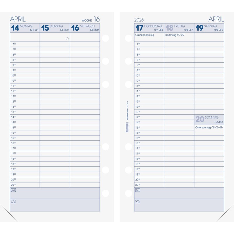 BRUNNEN Filius Weekly Calendar 2026 93 x 172 mm