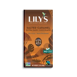 Extra Dark Salted Caramel Chocolate Bar by Lily's | Made with Stevia, No Added Sugar, Low-Carb, Keto Friendly | 70% Cocoa | Fair Trade, Gluten-Free & Non-GMO | 3 ounce, 4-Pack